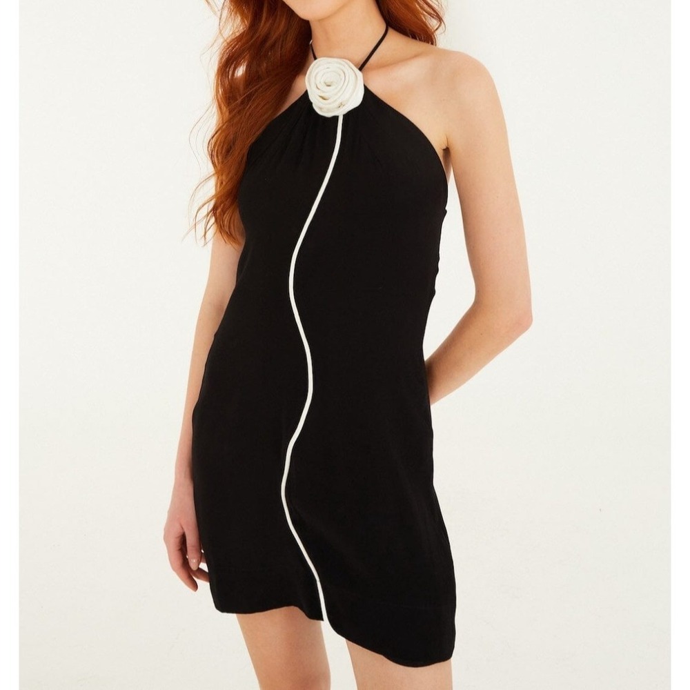 Farm Rio Black and White flower sleeveless mini dress XXS